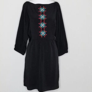 RACHEL Rachel Roy Boho Embroidered Black Dress 4